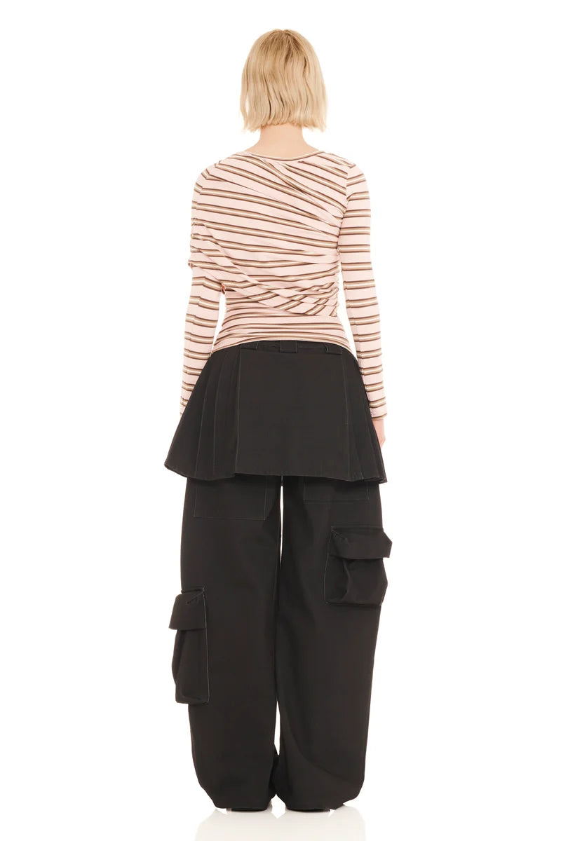 Wrapped Cardio Crew - Pink Brown Stripe