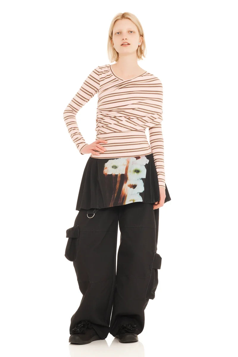 Wrapped Cardio Crew - Pink Brown Stripe