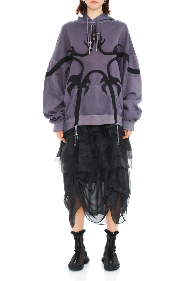 COLLINA STRADA Star Hoodie - Charcoal Flames