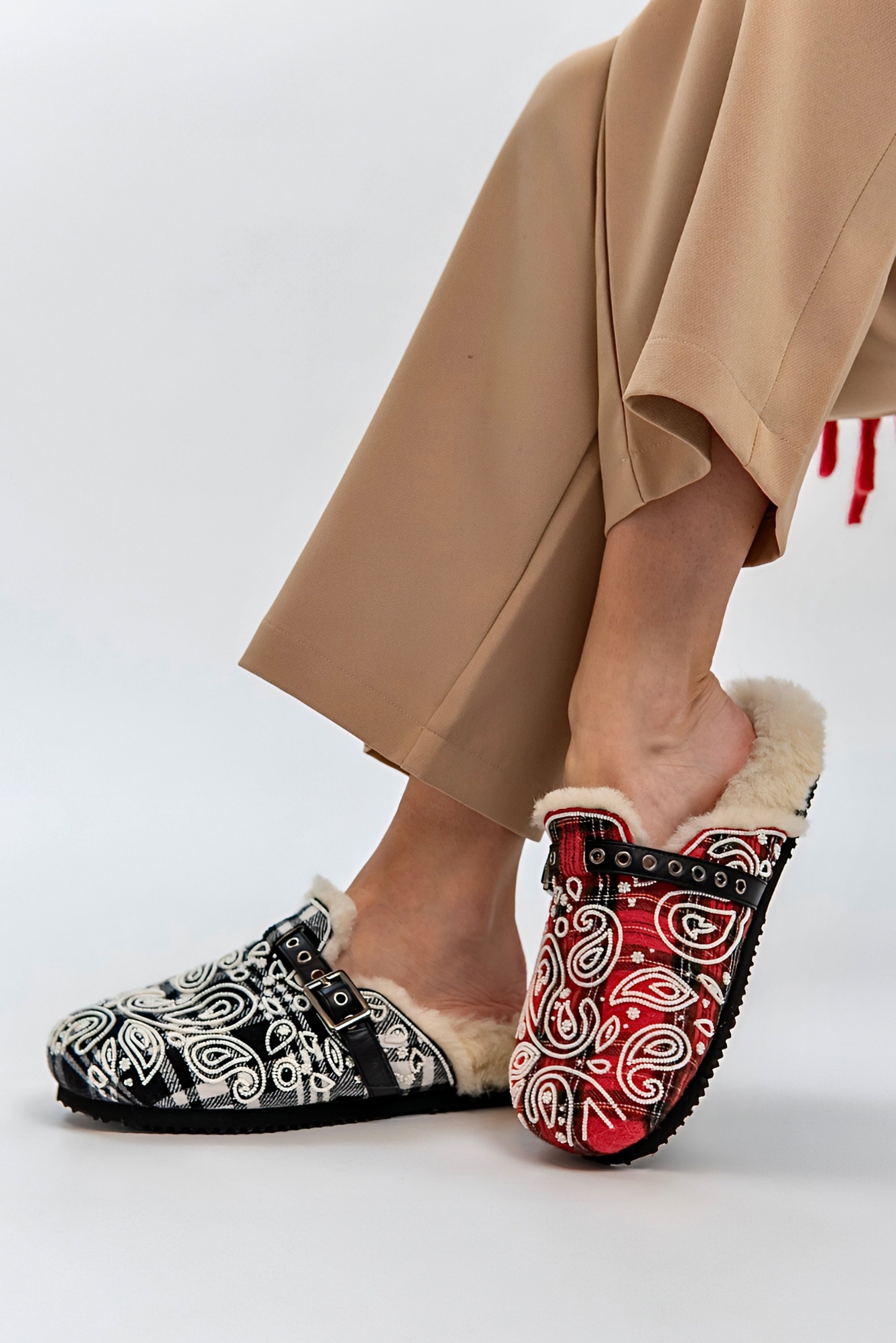 DI SIENA Kansas Shearling Slipper - Red Check