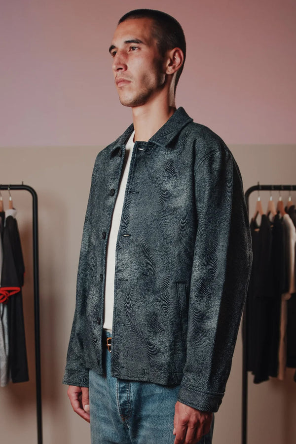 FRONT OFFICE Fingerprint Denim Jacket - Blue