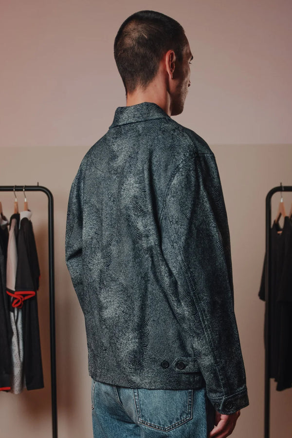 FRONT OFFICE Fingerprint Denim Jacket - Blue