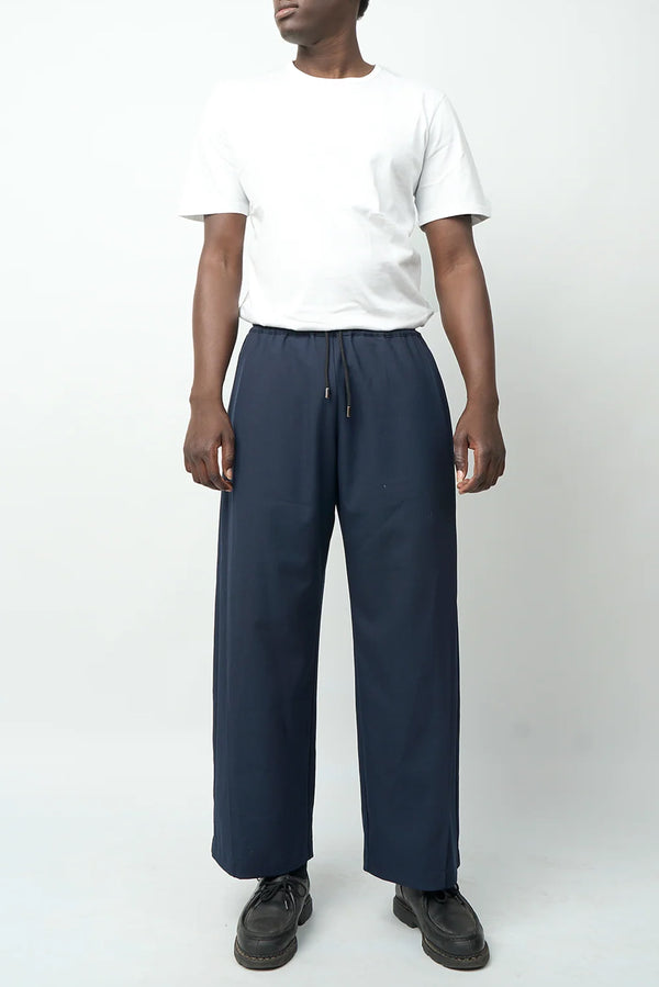 FRONT OFFICE Double Side-Pleated Track Pant - Navy