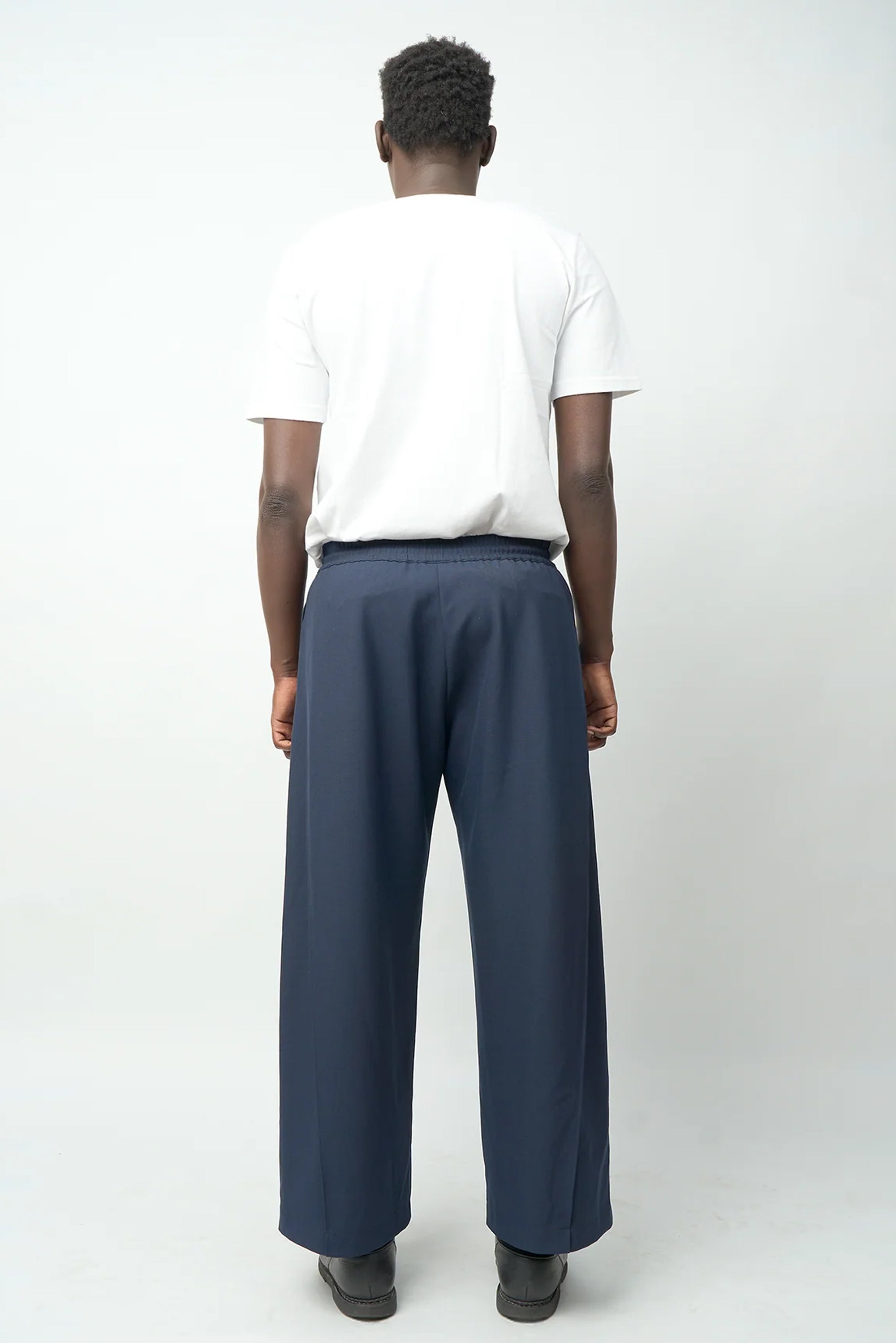 FRONT OFFICE Double Side-Pleated Track Pant - Navy