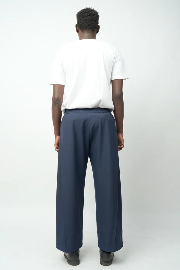 FRONT OFFICE Double Side-Pleated Track Pant - Navy
