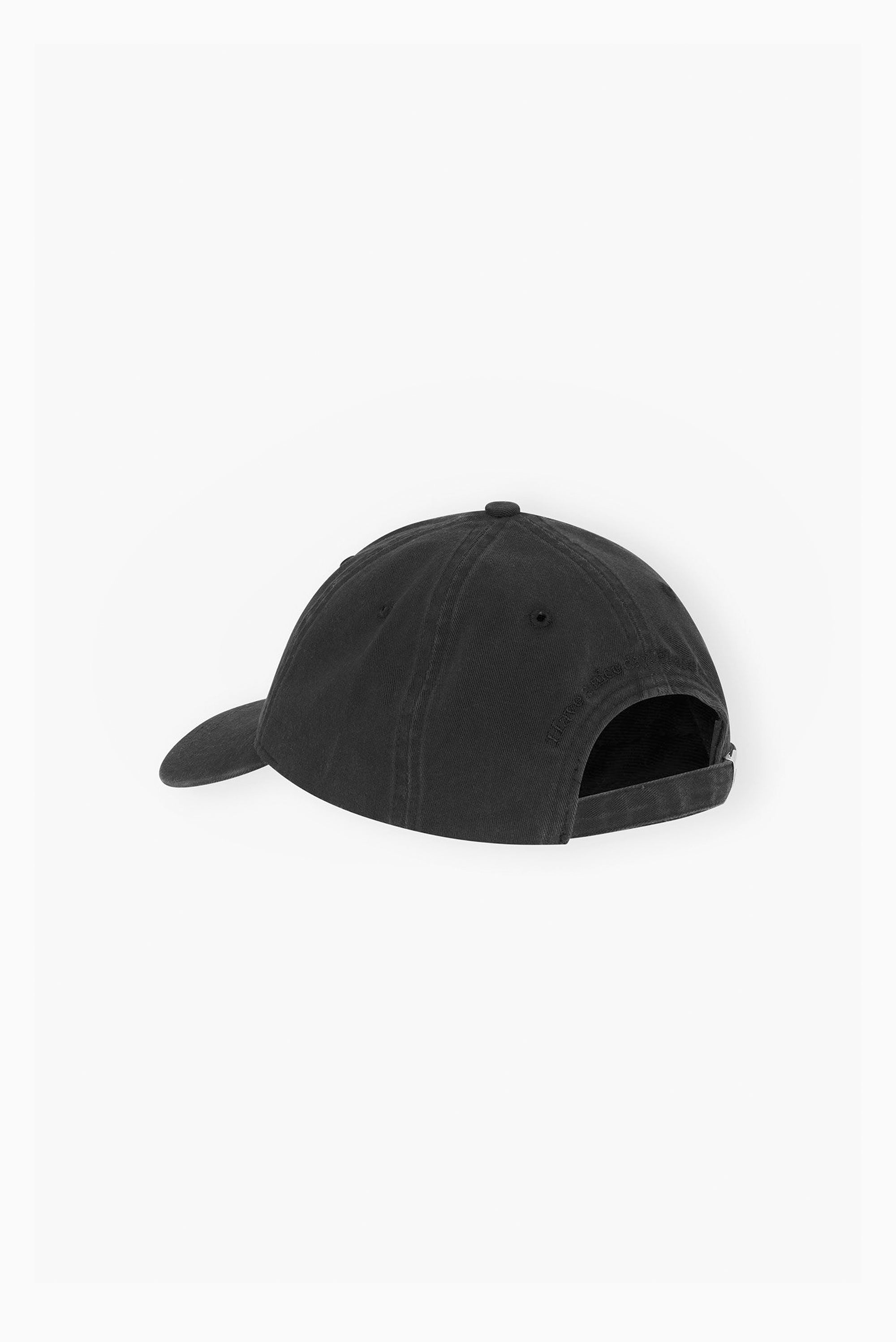 GANNI Washed Cotton Canvas Cap - Black