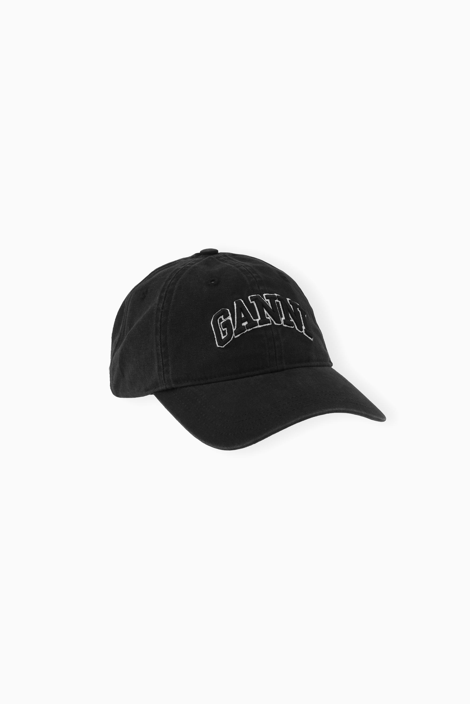 GANNI Washed Cotton Canvas Cap - Black