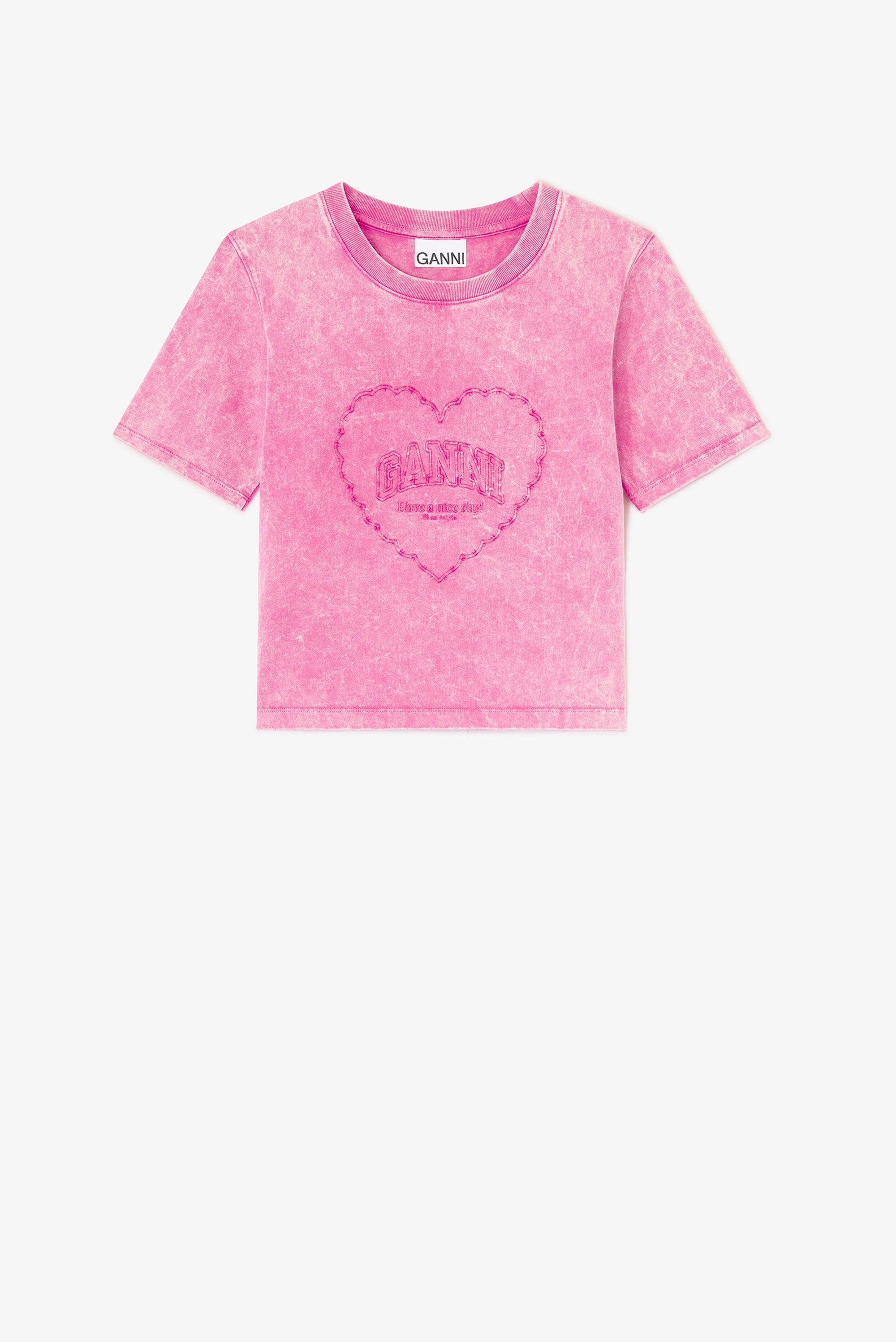 GANNI Heavy Cotton Heart T.Shirt - Hot Pink
