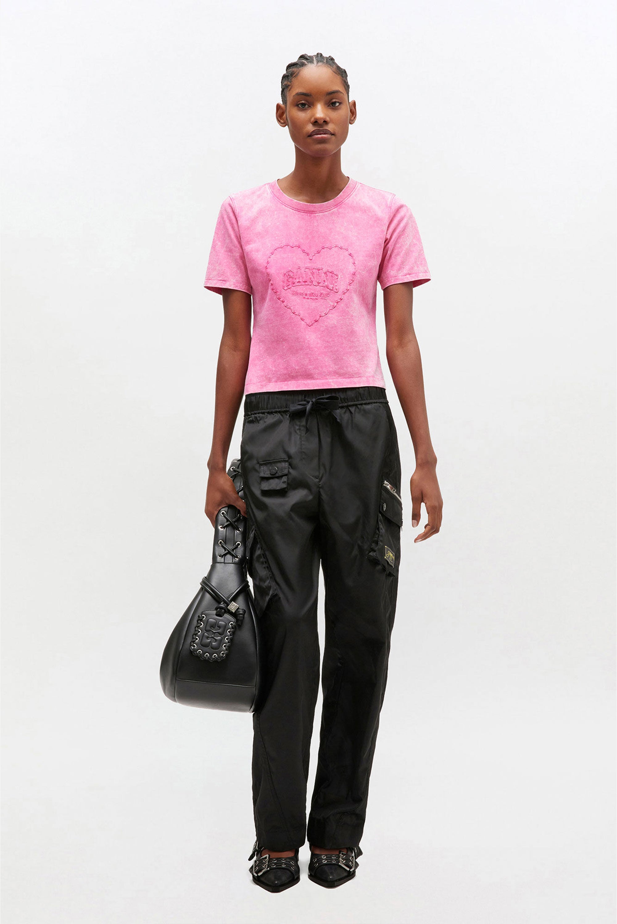 GANNI Heavy Cotton Heart T.Shirt - Hot Pink