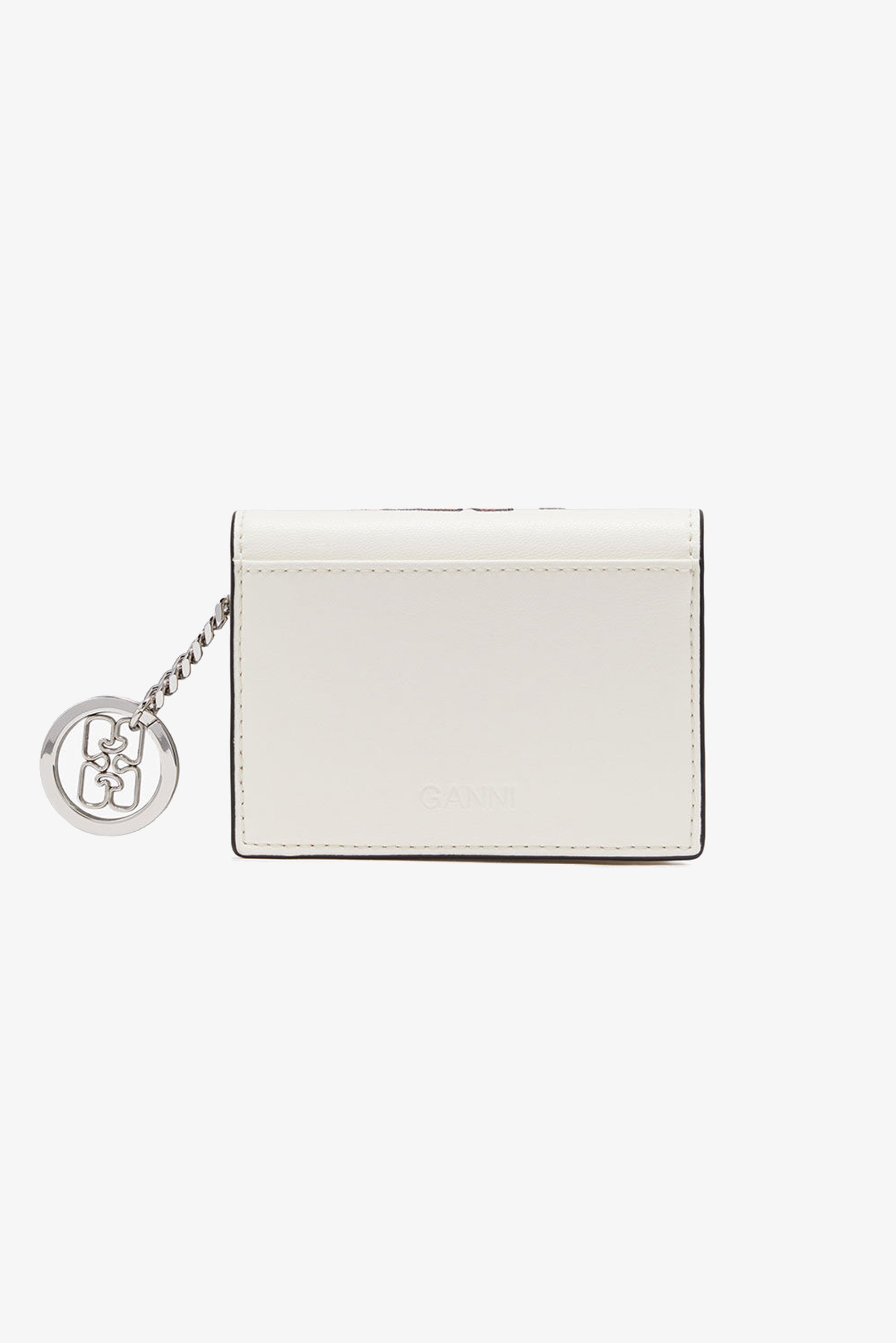 GANNI Card Holder With Flap Cat Signature - Egret