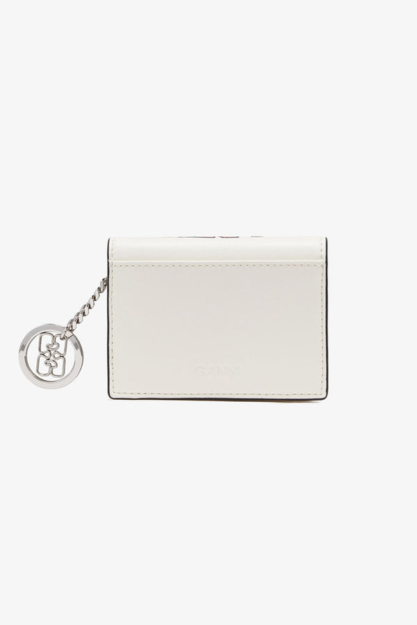 GANNI Card Holder With Flap Cat Signature - Egret
