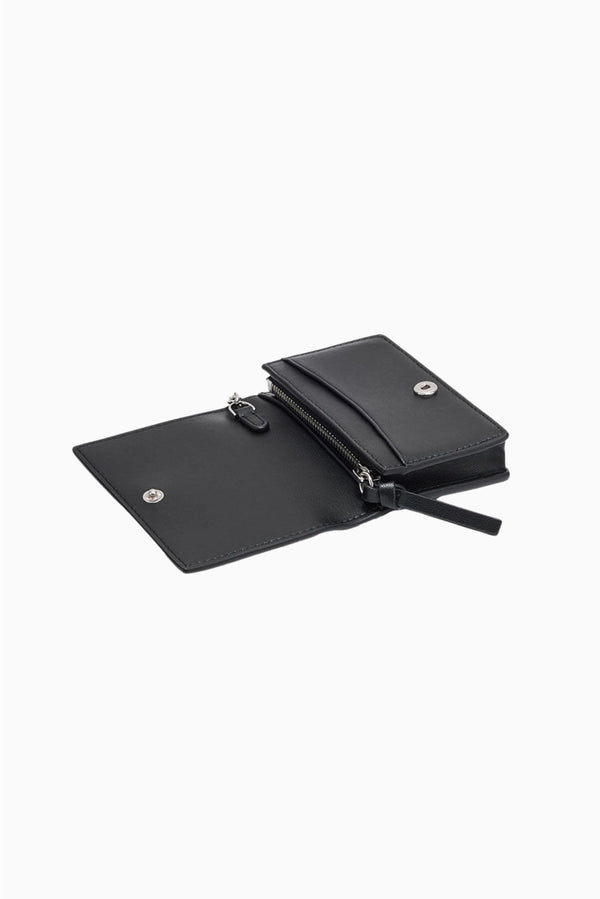 GANNI Card Holder With Flap Blue Dog - Black
