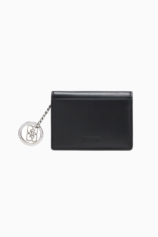 GANNI Card Holder With Flap Blue Dog - Black