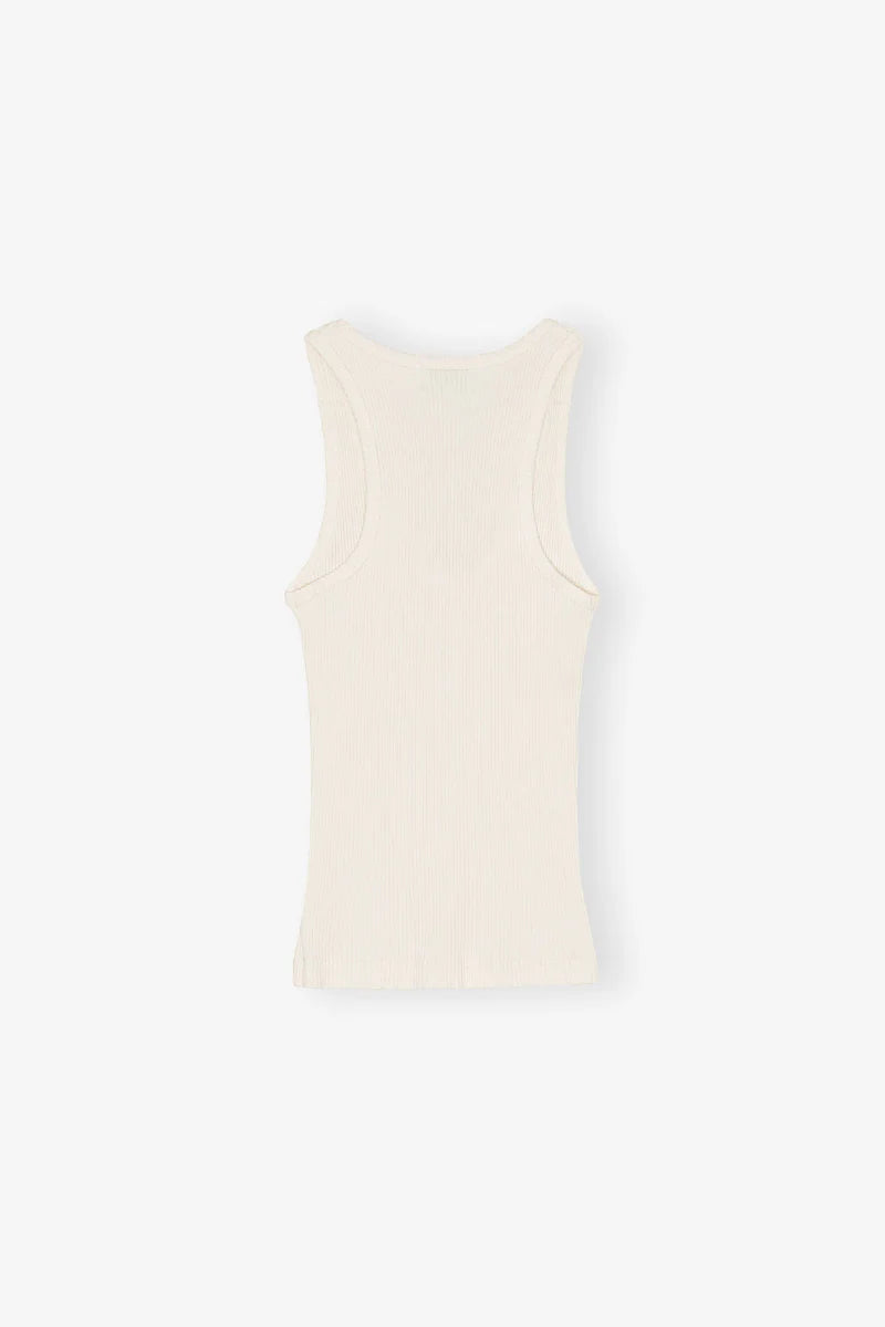 GANNI Heavy Rib Jersey Tank Top - Egret
