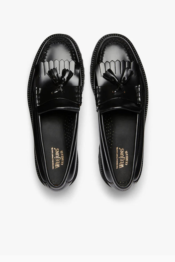 Layton II Kiltie - Black Leather