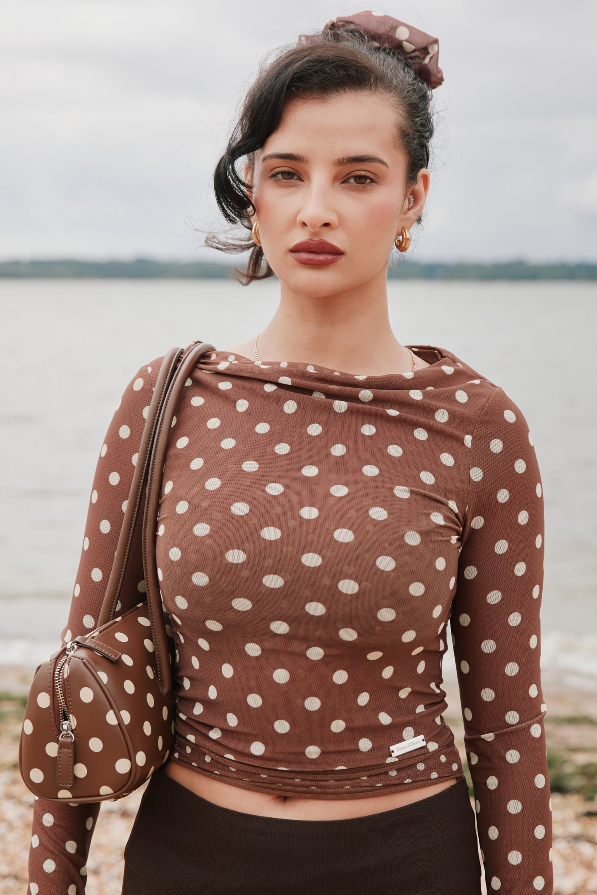 HOUSE OF SUNNY Double Layer Polka Dot Mesh Top - Multi
