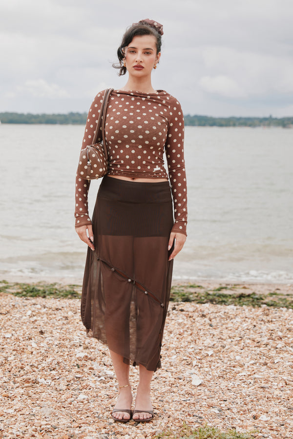 HOUSE OF SUNNY Double Layer Polka Dot Mesh Top - Multi