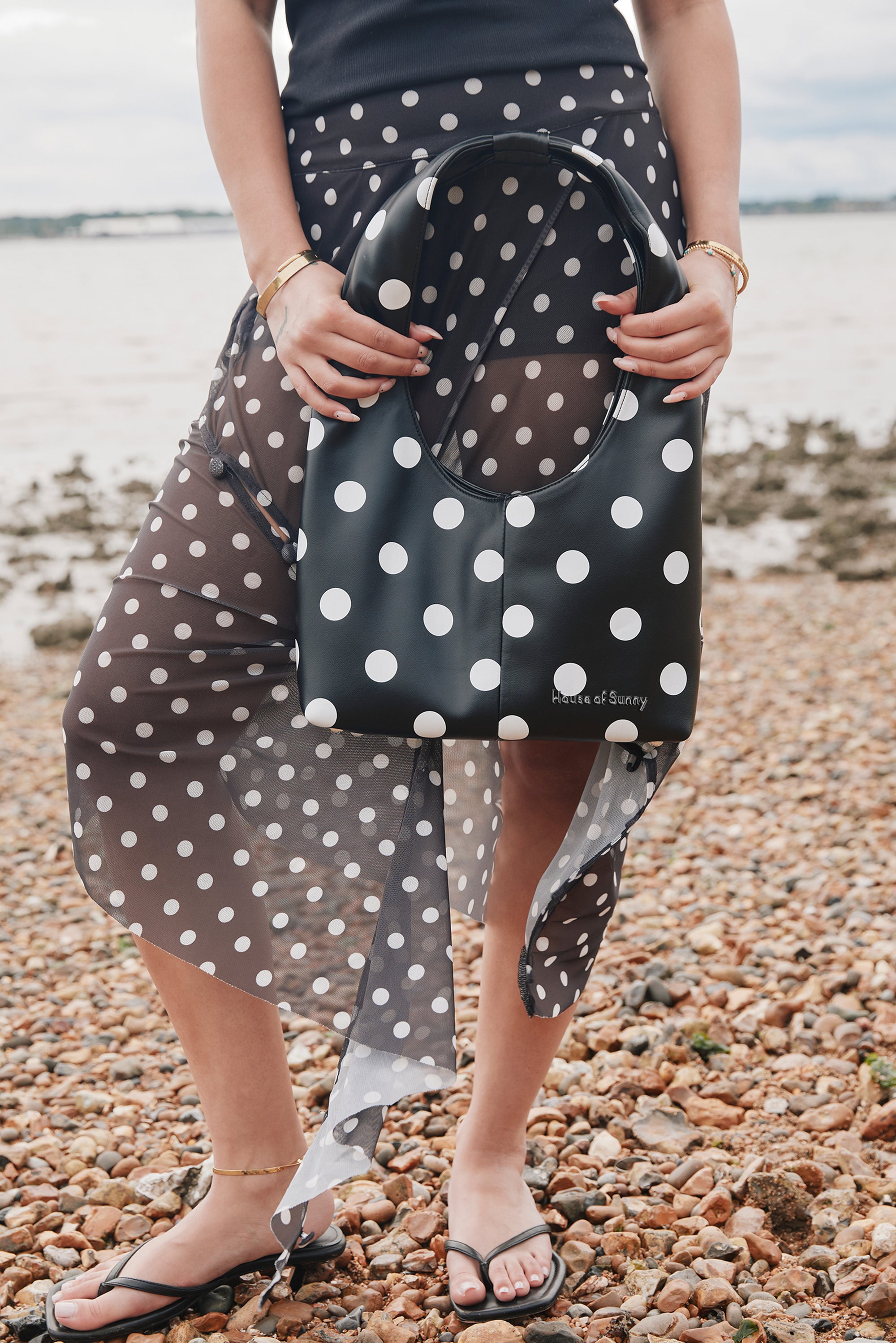 HOUSE OF SUNNY Polka Dot Mesh Skirt - Multi