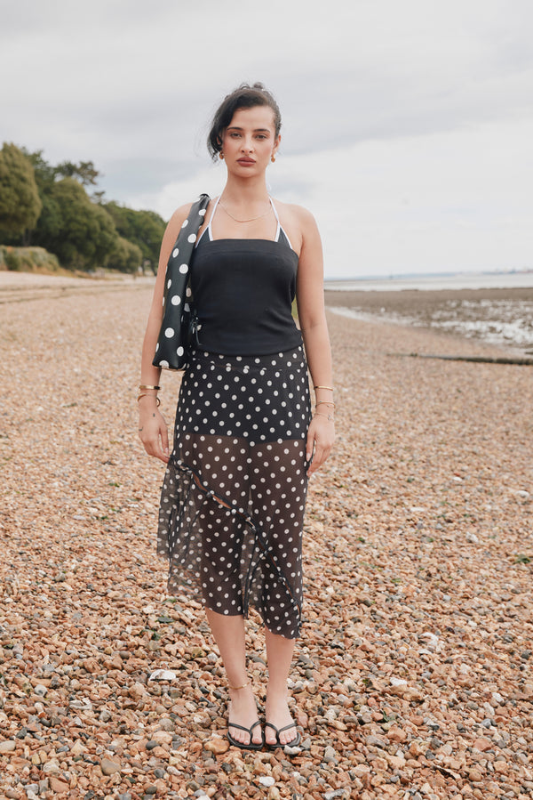 HOUSE OF SUNNY Polka Dot Mesh Skirt - Multi