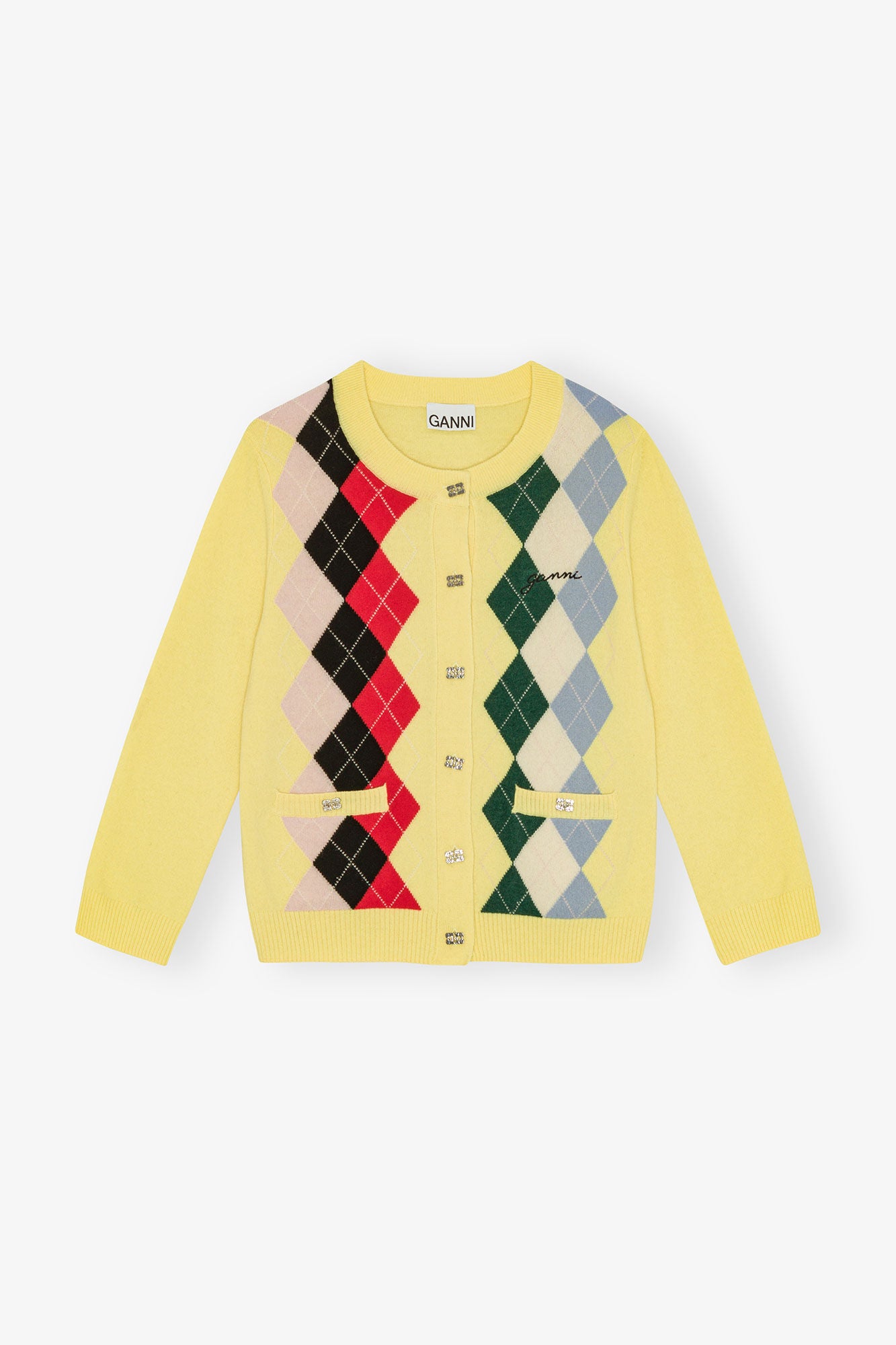 GANNI Cashmere Wool Mix Cardigan - Pear Sorbet