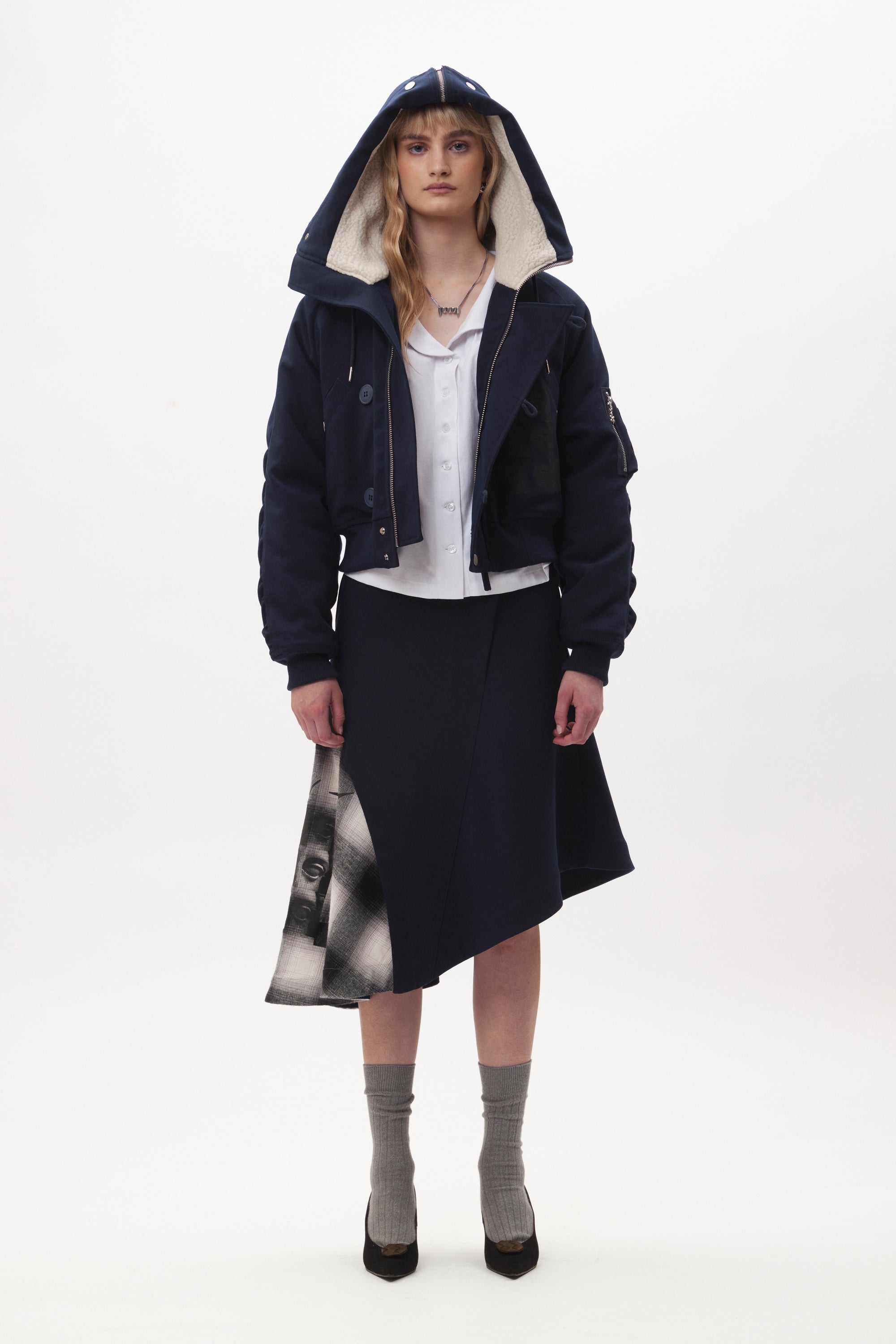 P.A.M. Body Electric Cropped Hooded Parka - Navy
