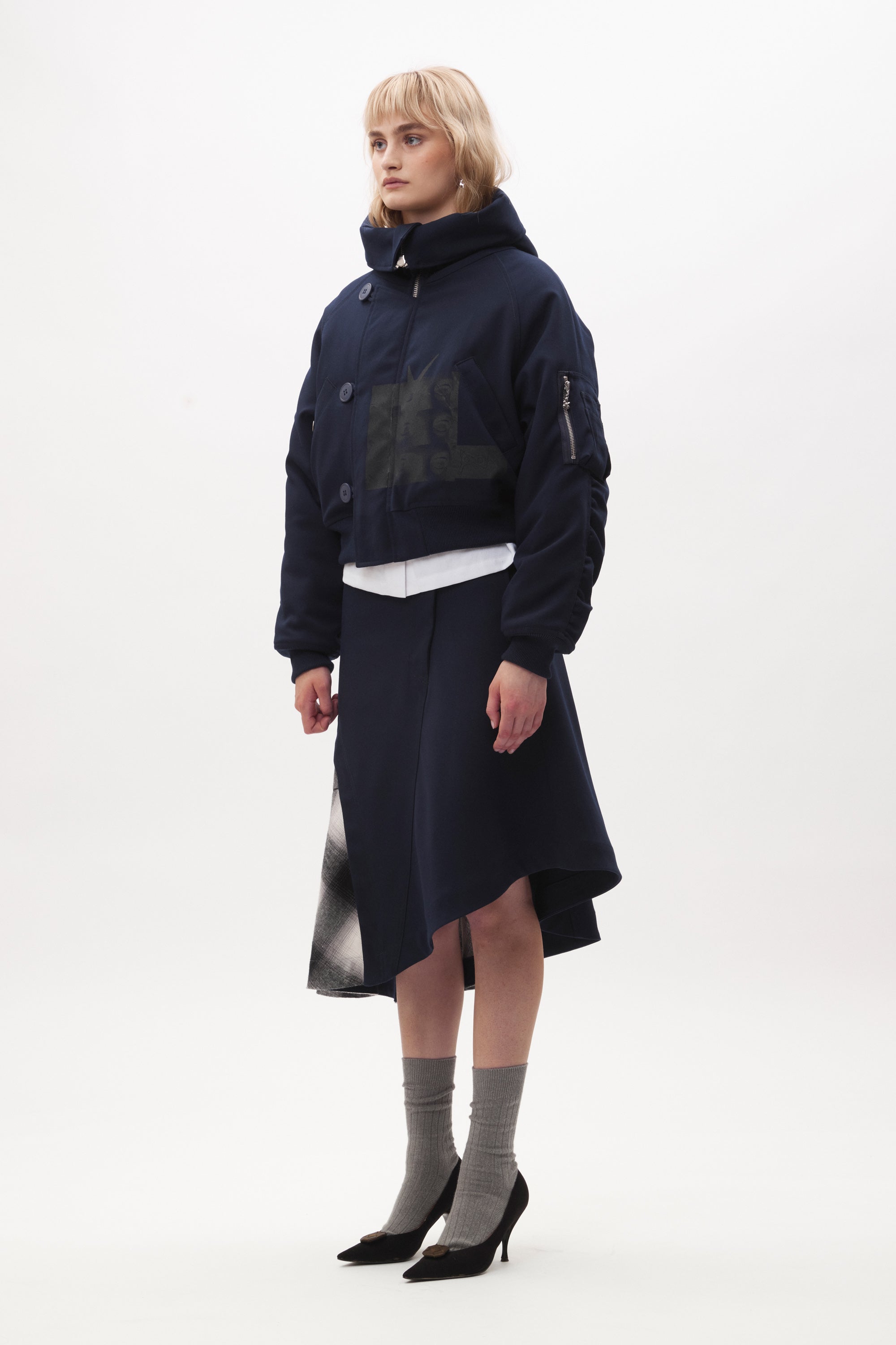 P.A.M. Body Electric Cropped Hooded Parka - Navy