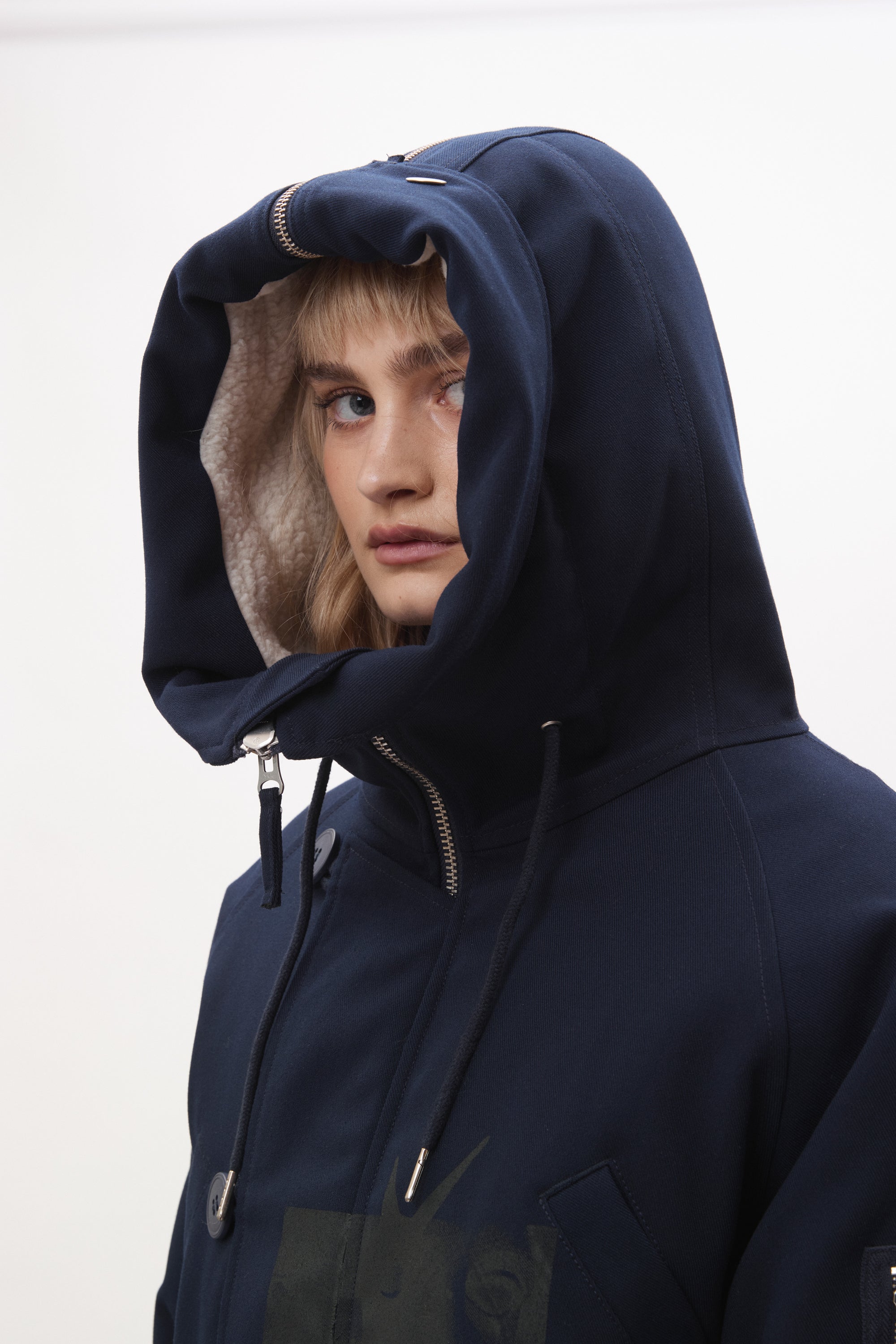 P.A.M. Body Electric Cropped Hooded Parka - Navy
