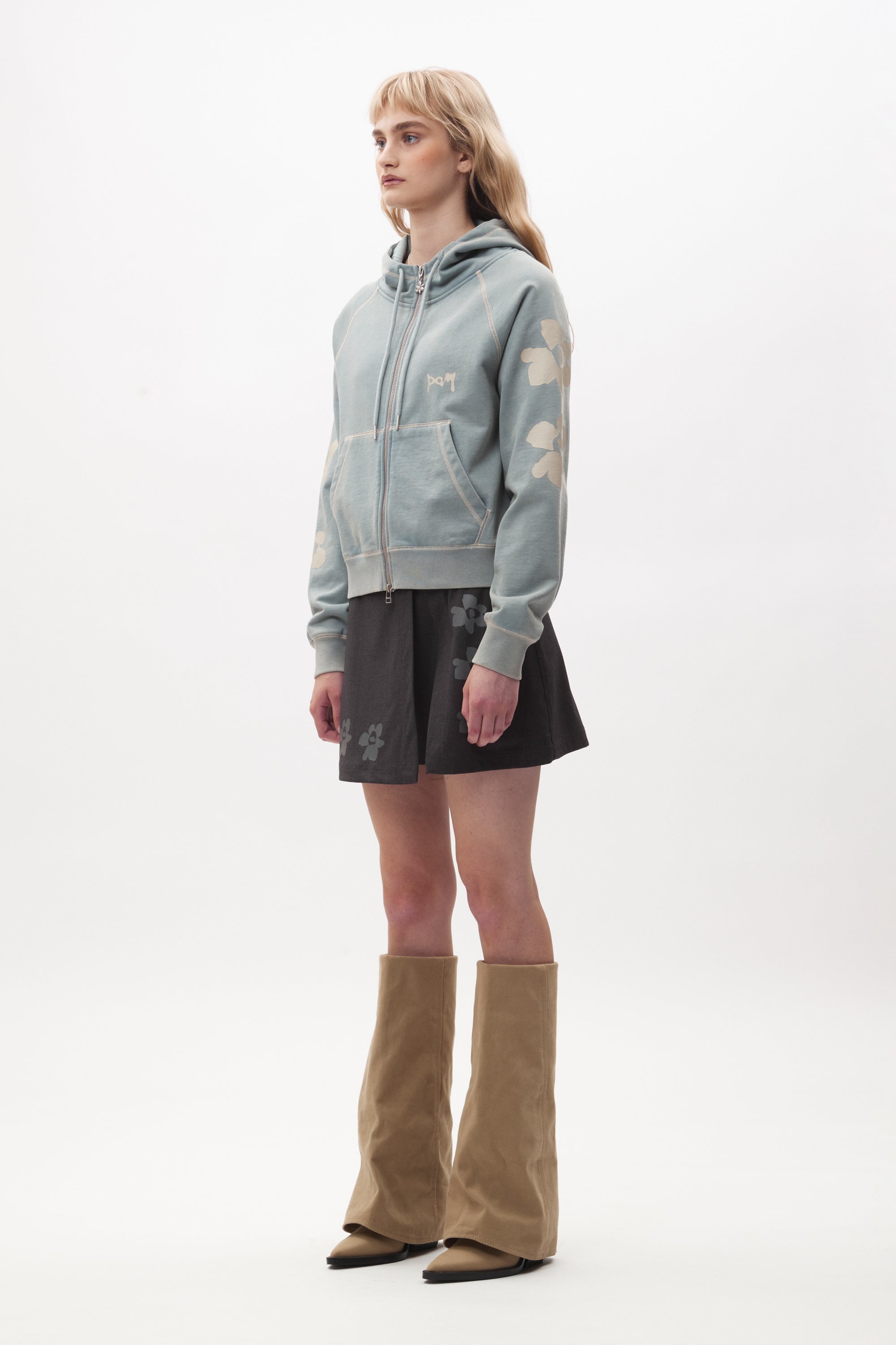 P.A.M. Falling Star Cropped Sweat - Duck Egg