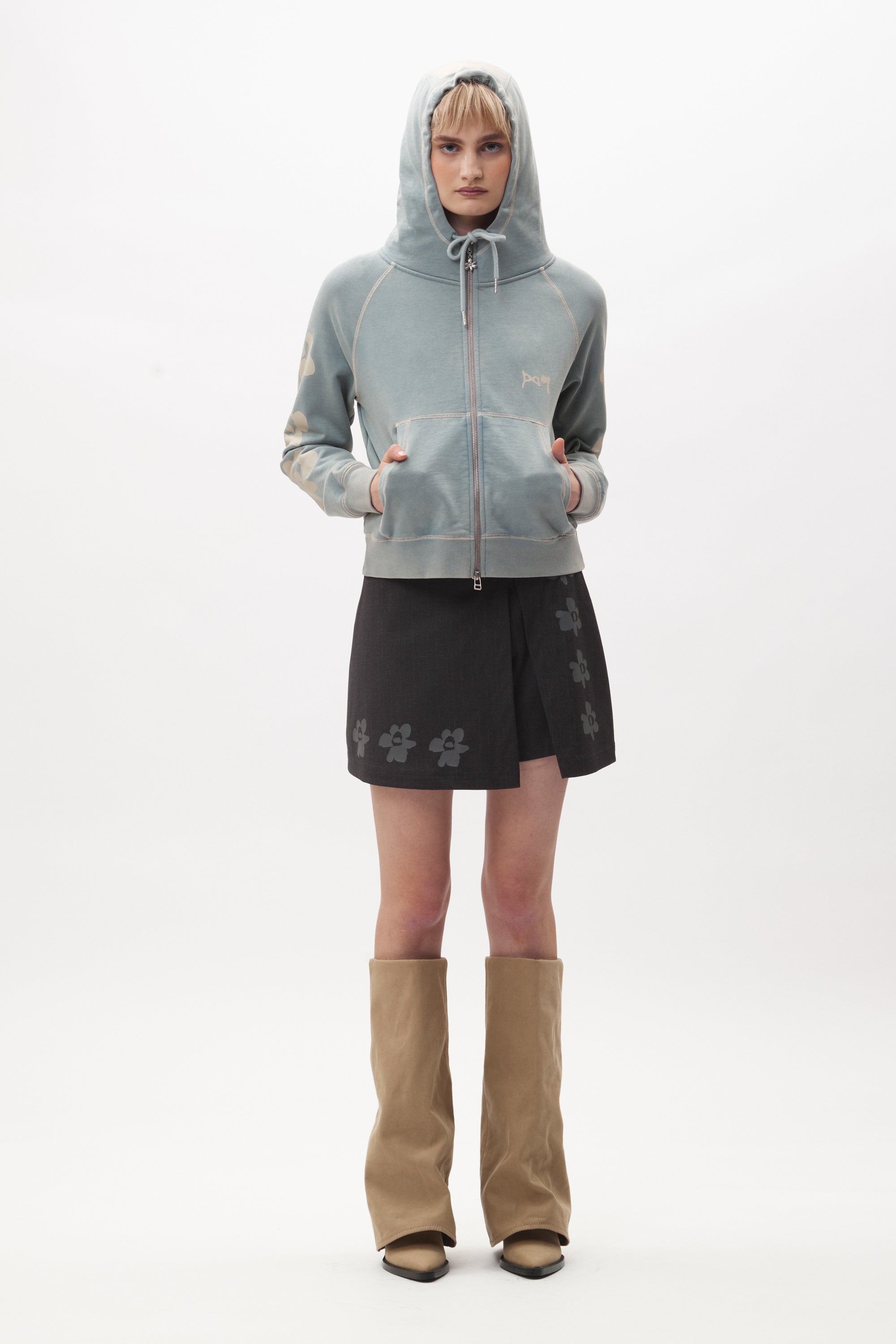 P.A.M. Falling Star Cropped Sweat - Duck Egg