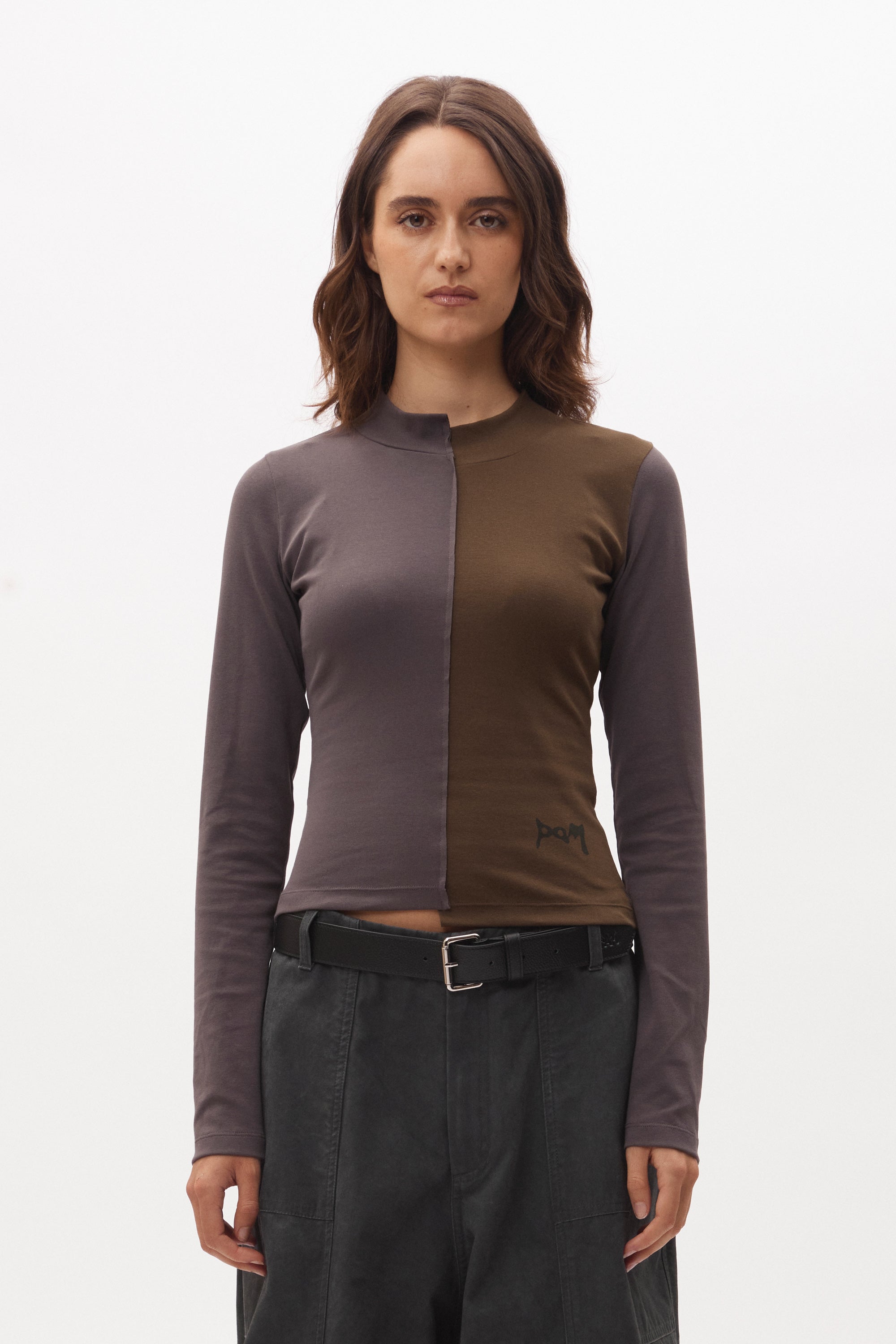 P.A.M. Slip LS Top - Green/Brown