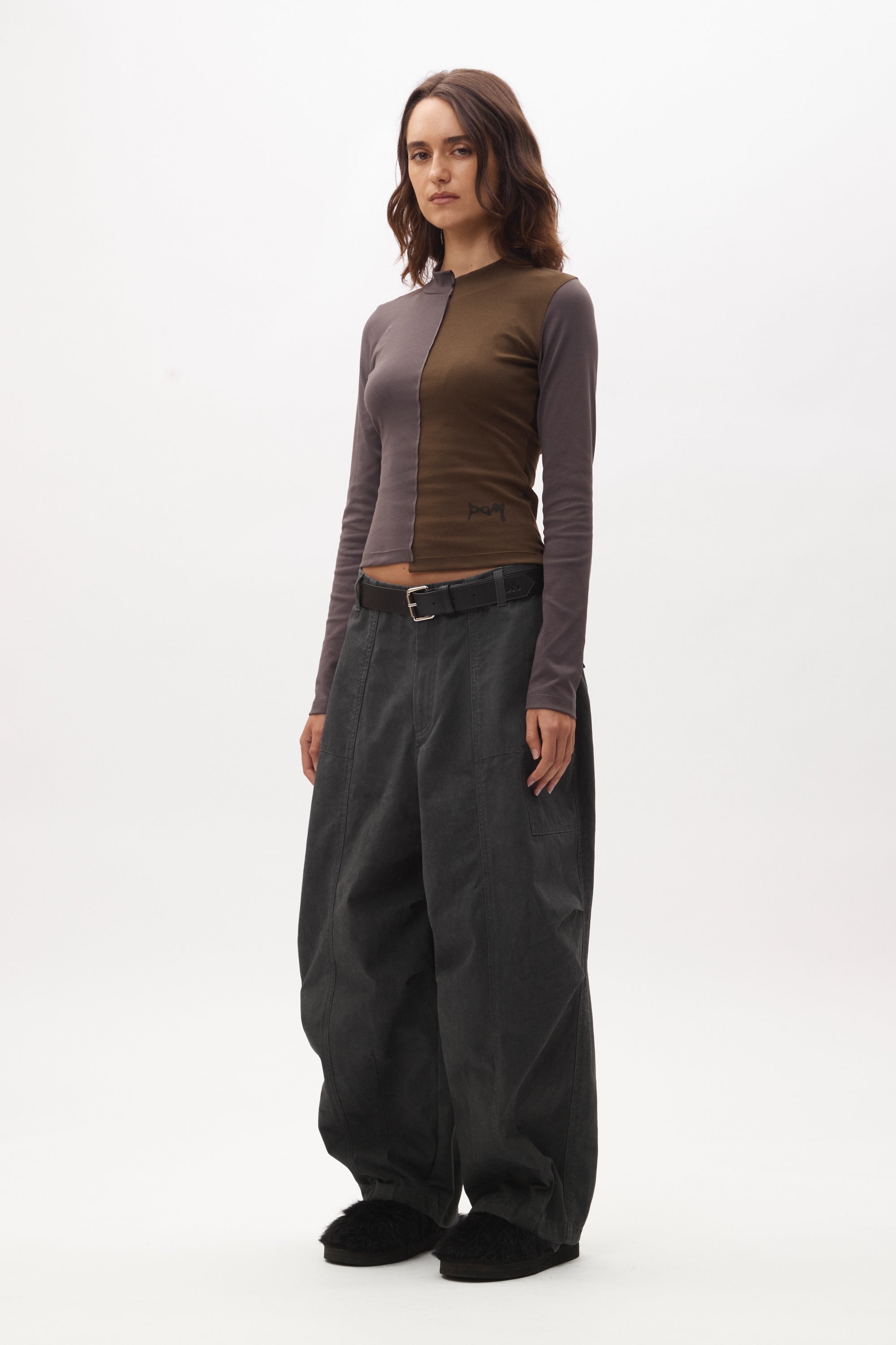 P.A.M. Slip LS Top - Green/Brown