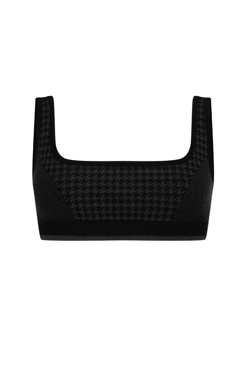 NAGNATA Houndstooth Wool Bralet - Black