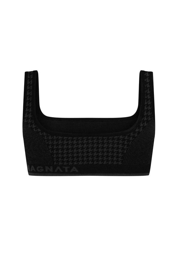 NAGNATA Houndstooth Wool Bralet - Black