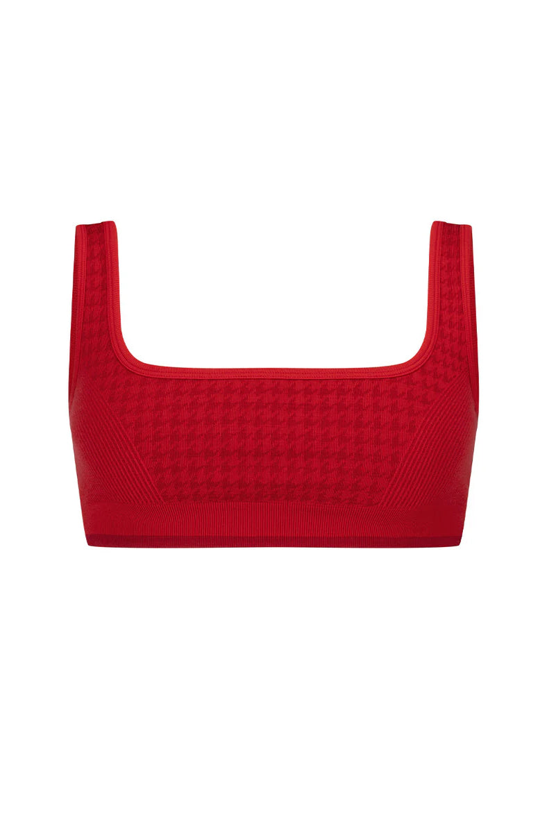 NAGNATA Houndstooth Wool Bralet - Crimson