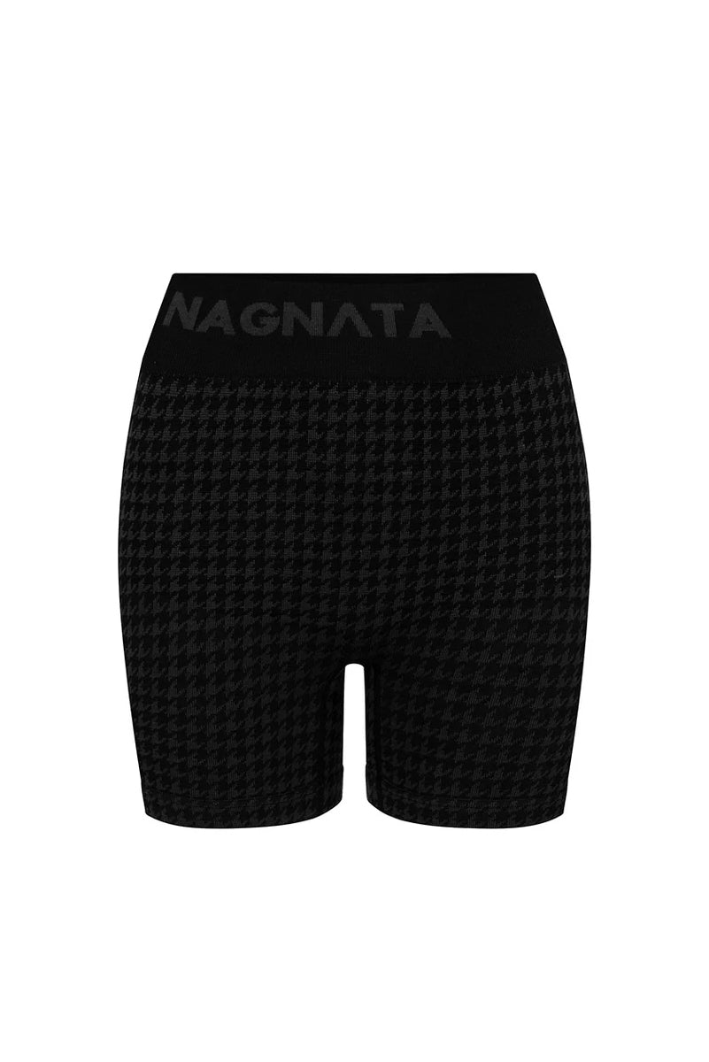 NAGNATA Houndstooth Wool Mini Short - Black