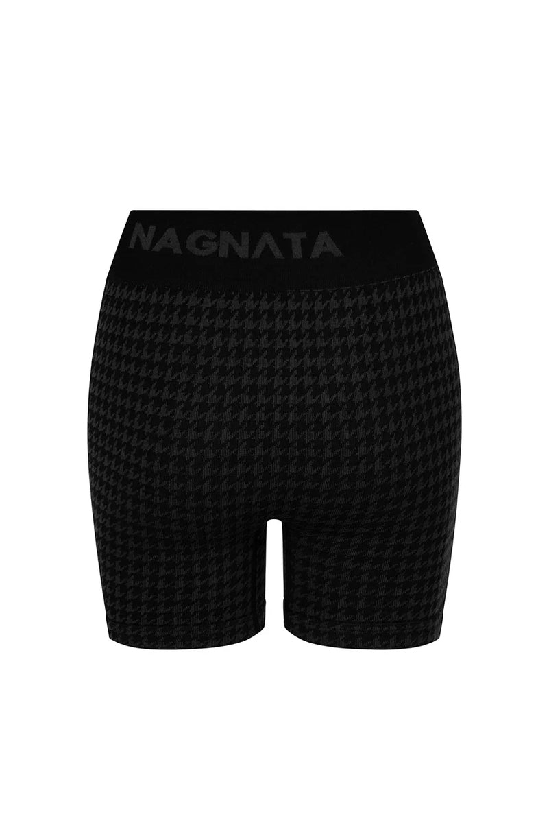 NAGNATA Houndstooth Wool Mini Short - Black