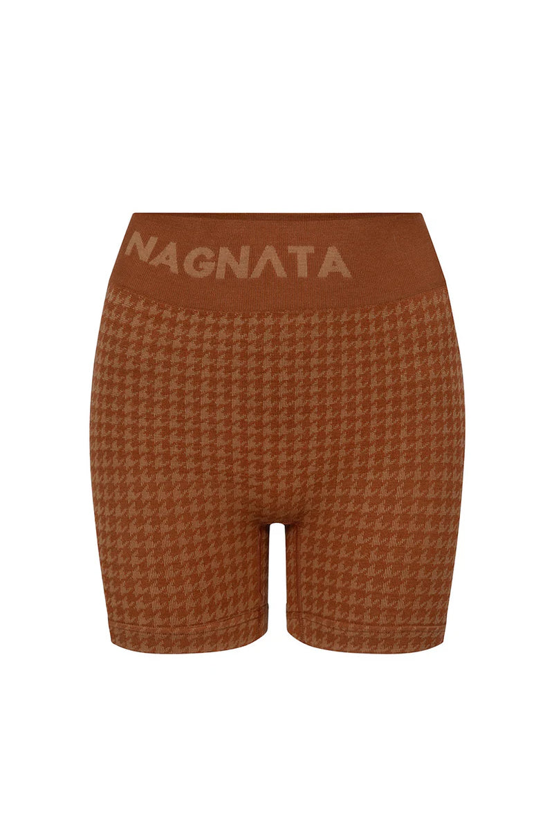 NAGNATA Houndstooth Wool Mini Short - Spice