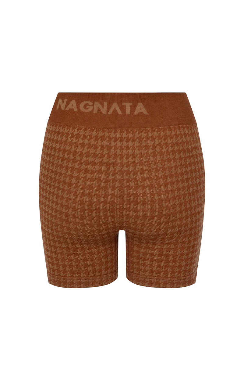 NAGNATA Houndstooth Wool Mini Short - Spice