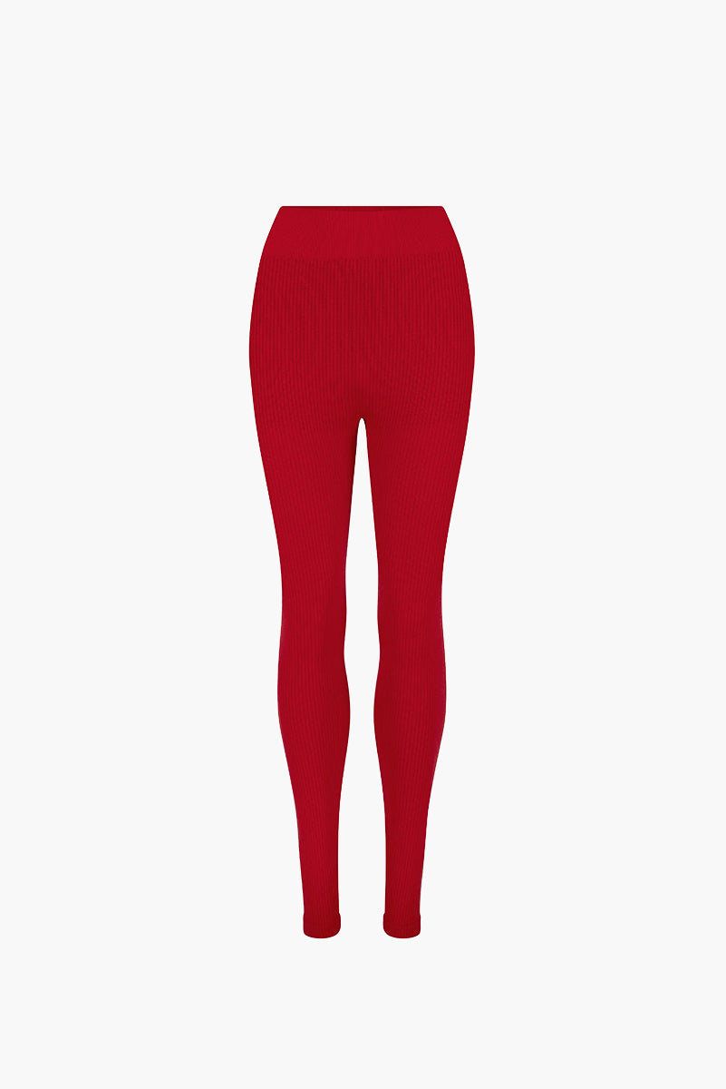 Classic Wool Rib Legging - Crimson