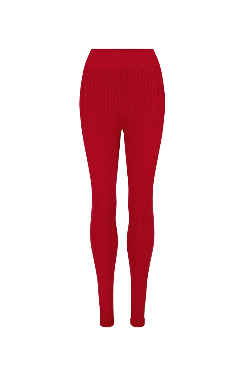NAGNATA Classic Wool Rib Legging - Crimson