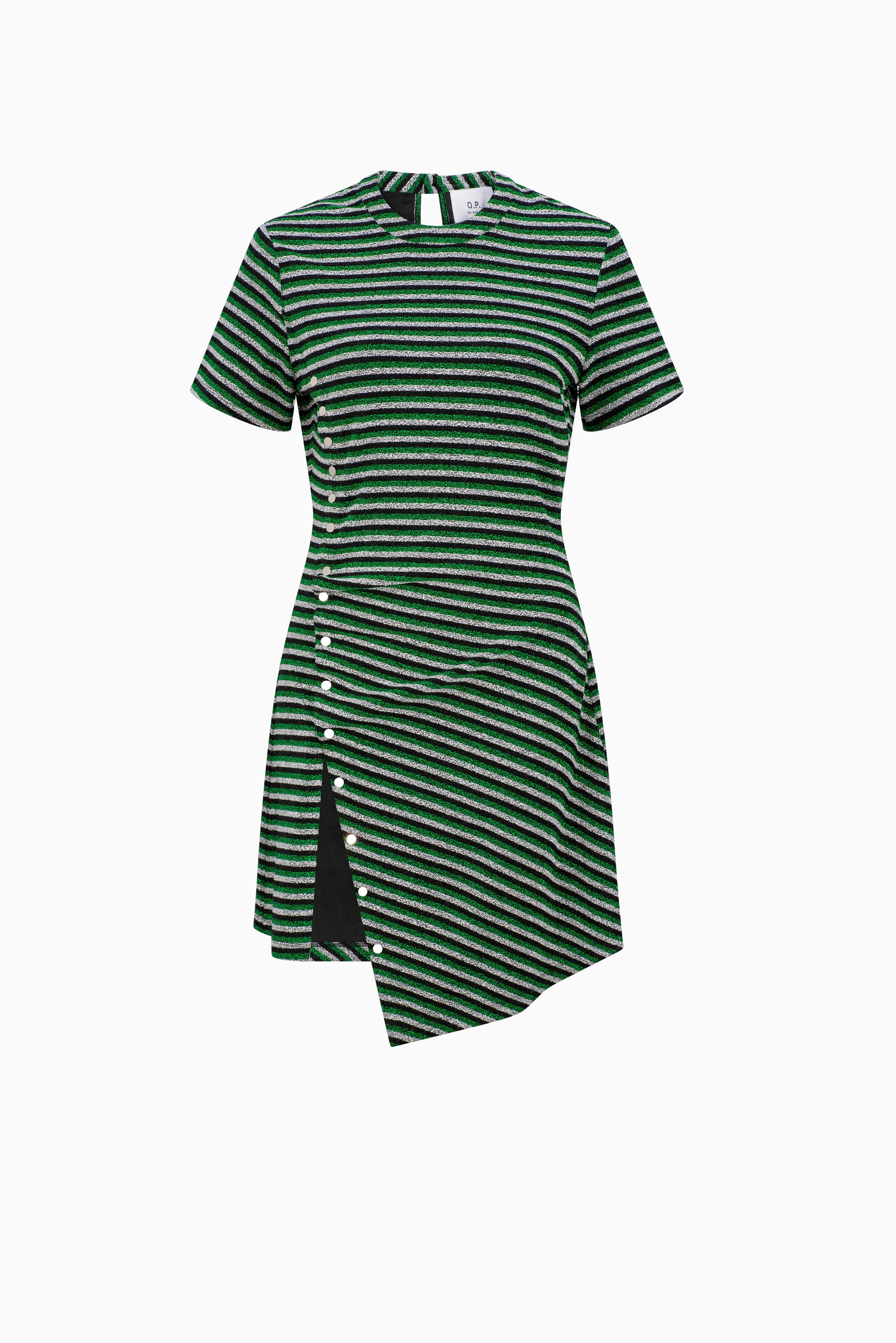 ON PARKS Cosmo Stripe Mini Dress - Green/Black/Silver