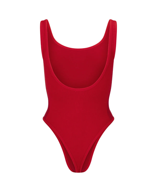 NAGNATA Houndstooth Wool Bodysuit - Crimson