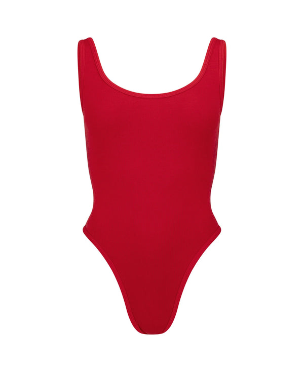 NAGNATA Houndstooth Wool Bodysuit - Crimson