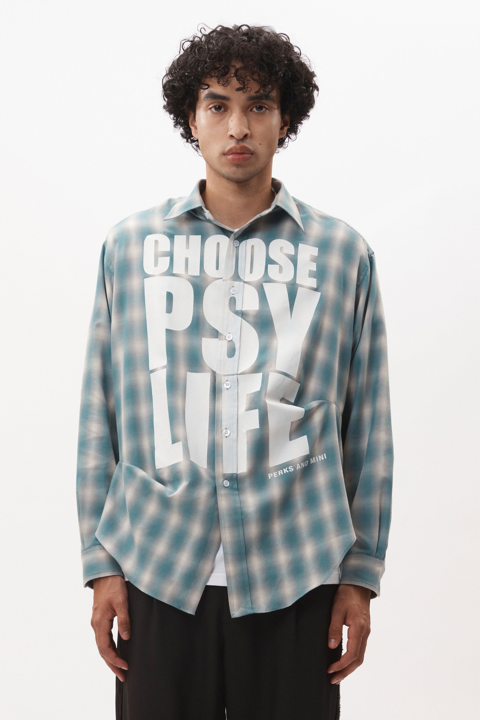 P.A.M. PSY 4 Life LS Tucked Shirt - Teal Check