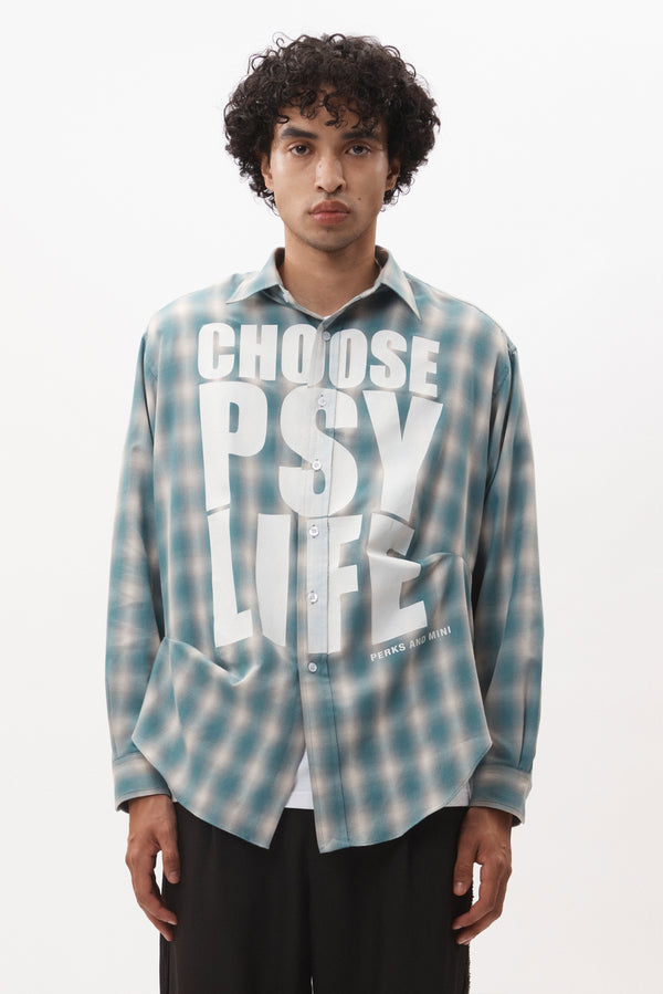 P.A.M. PSY 4 Life LS Tucked Shirt - Teal Check