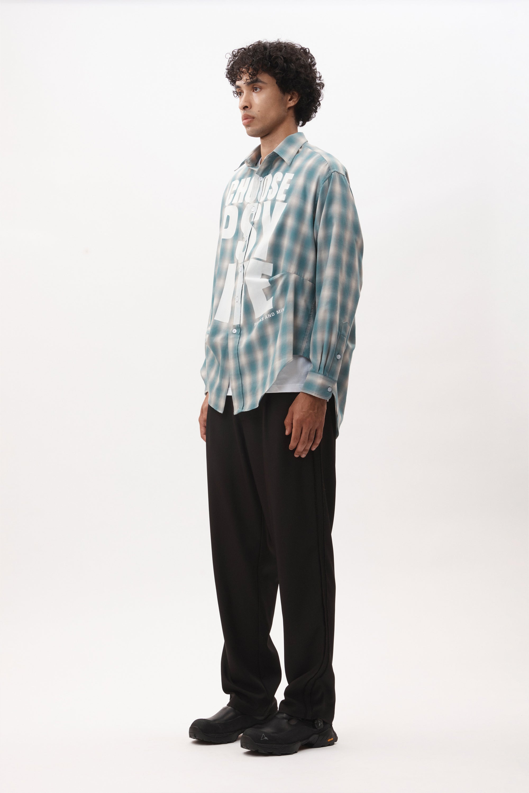 P.A.M. PSY 4 Life LS Tucked Shirt - Teal Check