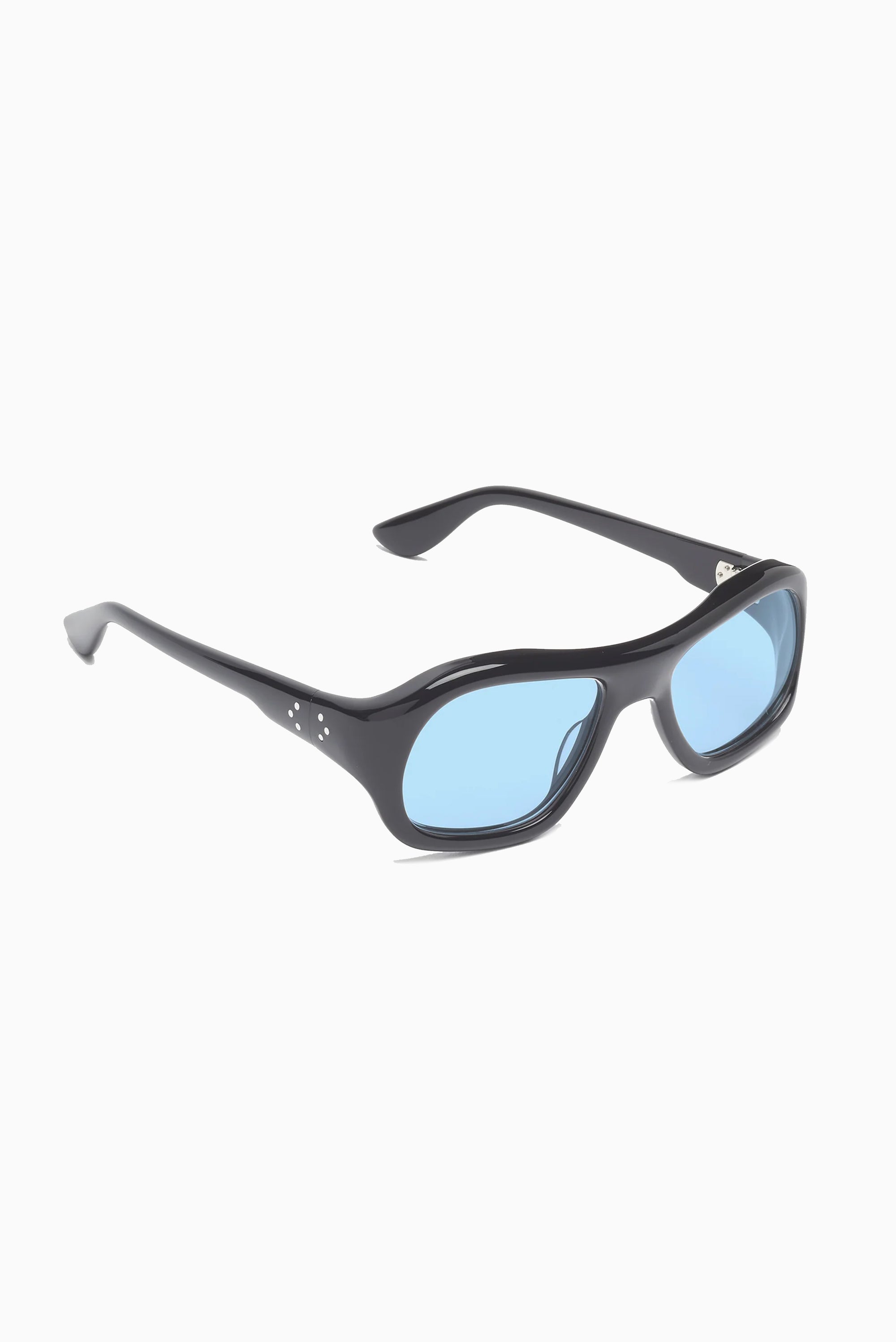 PORT TANGER Gray Sunglasses - Black Acetate/Rif Blue Lens