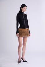 Sector Faux Fur Belt Skirt - Tan