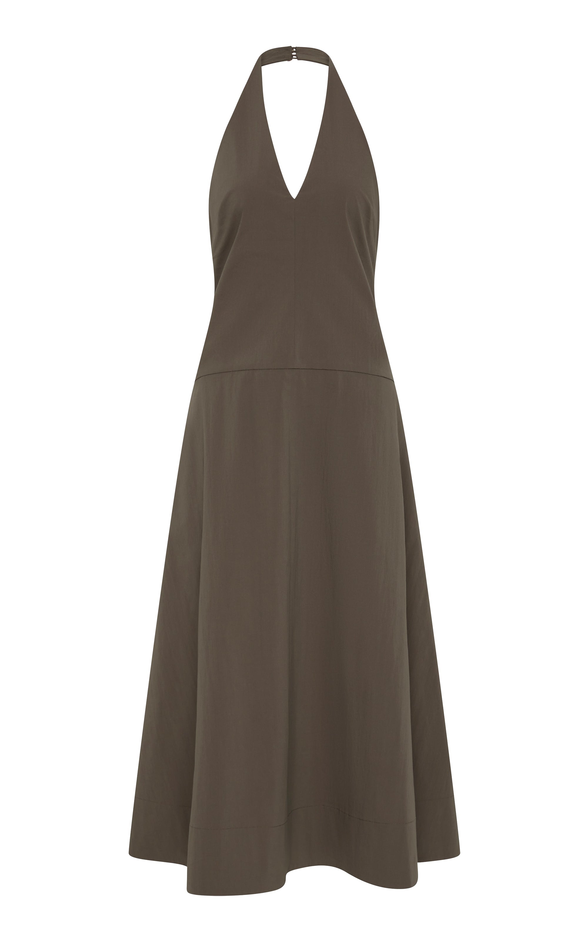 ST. AGNI Halter Plunge Dress - Khaki