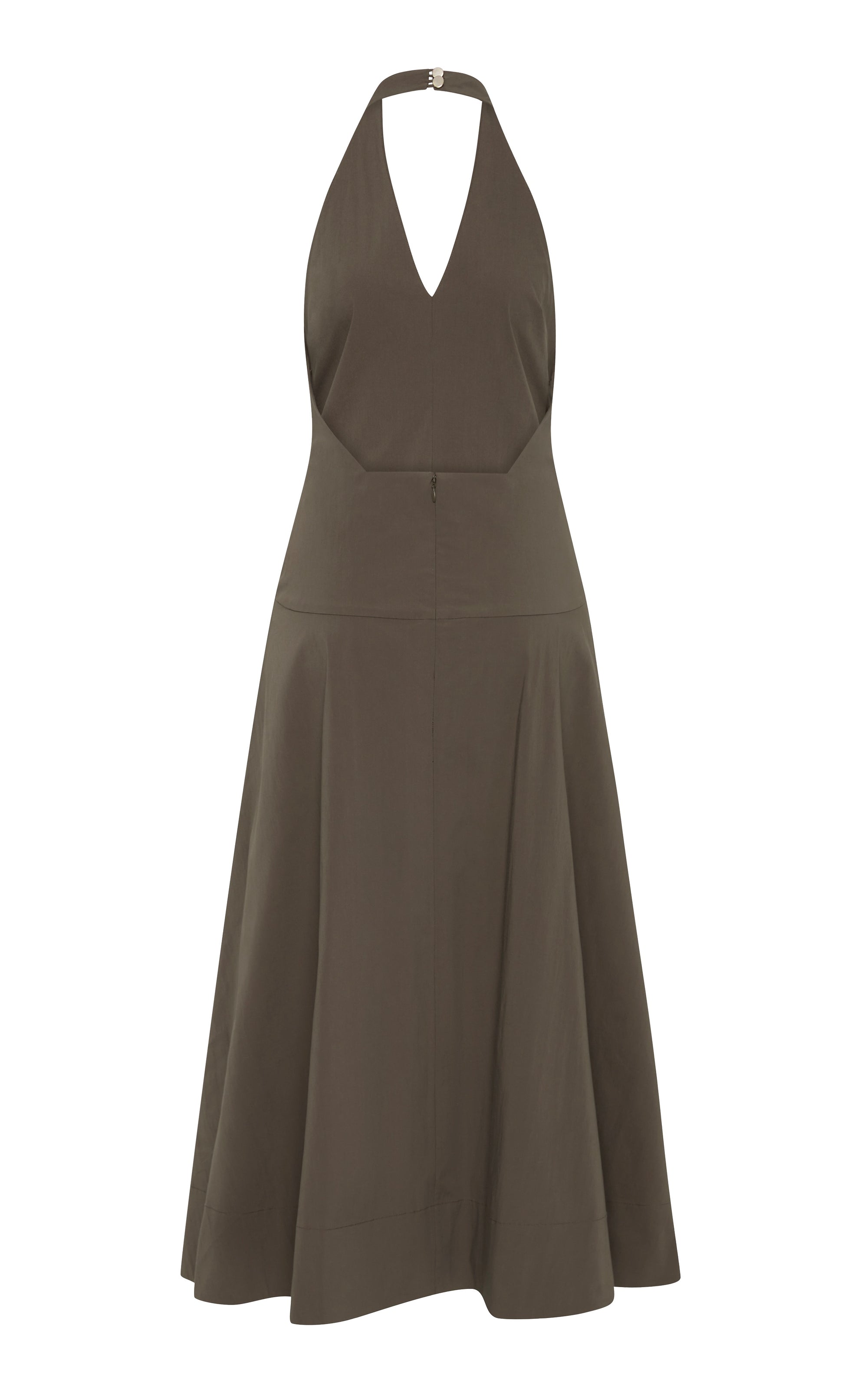 ST. AGNI Halter Plunge Dress - Khaki